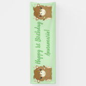 Banderoles Scottish Highland Cow fête d'anniversaire Green (Vertical)