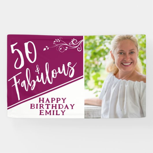 Banderoles Script 50 et Fabuleux Photo Magenta 50e Anniversai (Horizontal)