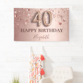Banderoles Script de 40e anniversaire rose or blush étoiles (En situation)