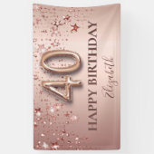 Banderoles Script de 40e anniversaire rose or blush étoiles (Vertical)