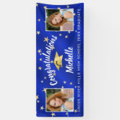 Banderoles Script de diplôme Photo Royal Blue Gold Stars (Vertical)