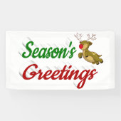 Banderoles Script de Noël de Flying Reindeer Joyeuses Fêtes (Horizontal)