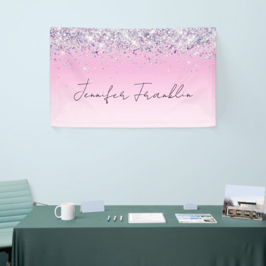 Banderoles Script de Parties scintillant Holographique Bling  (Salon professionnel)