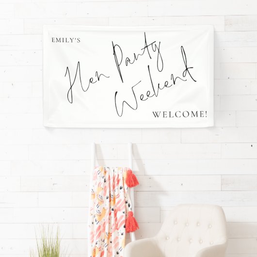 Banderoles Script élégant Hen Party Week-end Bienvenue (En situation)