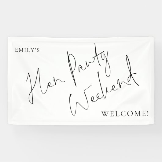 Banderoles Script élégant Hen Party Week-end Bienvenue (Horizontal)