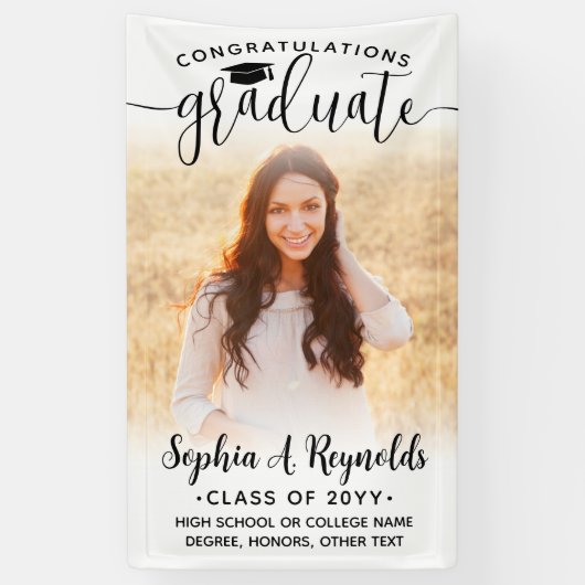 Banderoles Script élégant moderne 1 Photo Graduation vertical (Vertical)