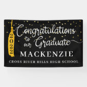 Banderoles Script Félicats Grand Noir Tassel d'or Confetti (Horizontal)