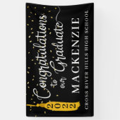 Banderoles Script Félicats Grand Noir Tassel d'or Confetti (Vertical)