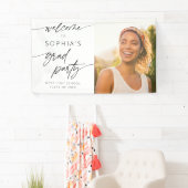 Banderoles Script minimal moderne Welcome Graduation Party (En situation)