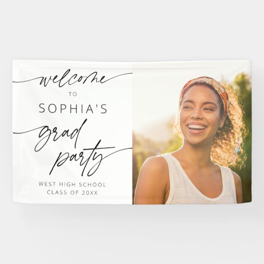 Banderoles Script minimal moderne Welcome Graduation Party (Horizontal)
