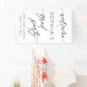 Banderoles Script minimal moderne Welcome Graduation Party (En situation)