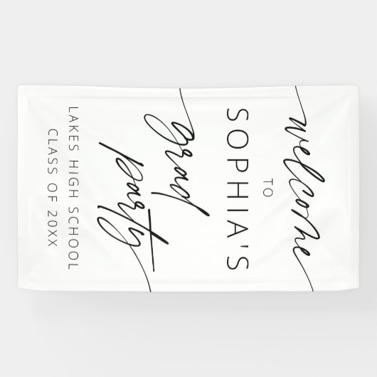 Banderoles Script minimal moderne Welcome Graduation Party (Horizontal)