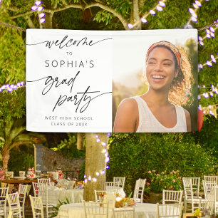 Banderoles Script minimal moderne Welcome Graduation Party