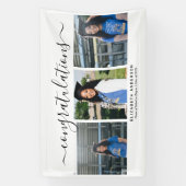 Banderoles Script minimaliste moderne 3 Photo Graduation Part (Verticale)