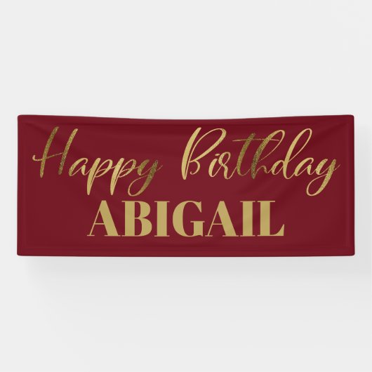 Banderoles Script moderne Bourgogne Or Joyeux Anniversaire (Horizontal)