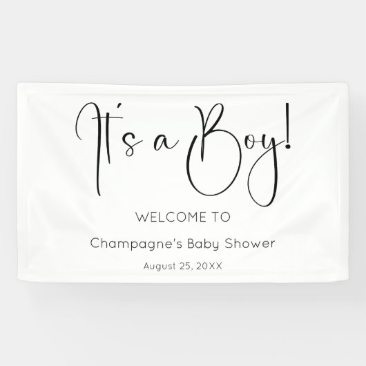 Banderoles Script moderne C'est un Baby shower garçon (Horizontal)