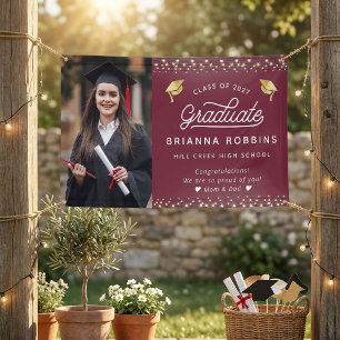 Banderoles Script moderne élégant Gold Graduation Photo Maroo