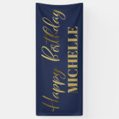 Banderoles Script moderne Marine Blue Gold Joyeux Anniversair (Vertical)