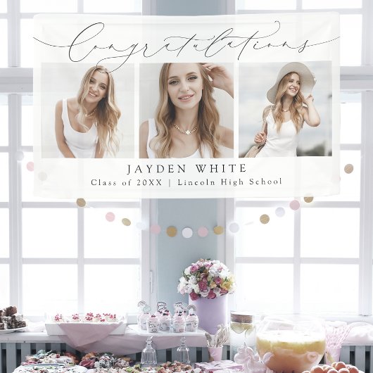 Banderoles Script moderne minimaliste 3 Photo Graduation