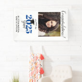 Banderoles Script moderne Photo Bleu Graduation verticale (En situation)