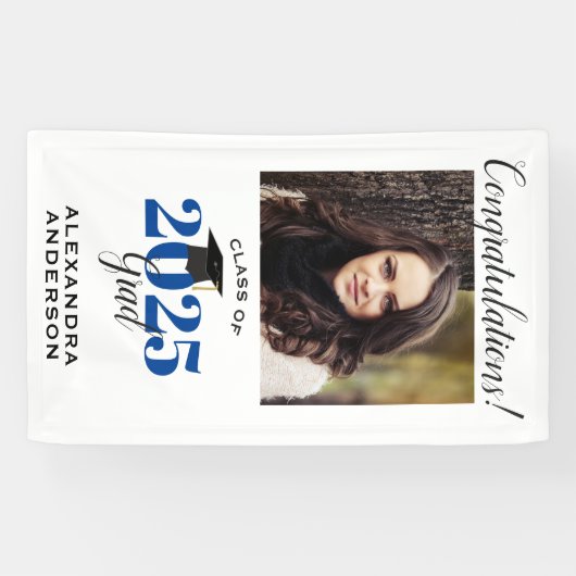 Banderoles Script moderne Photo Bleu Graduation verticale (Horizontal)