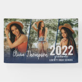 Banderoles Script moderne Photo Collage Marine Blue Graduatio (Horizontal)