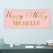 Banderoles Script Moderne Rose Gold Joyeux Anniversaire (Salon professionnel)