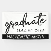 Banderoles Script noir diplômé | Classic Keepsaké avec année (Horizontal)