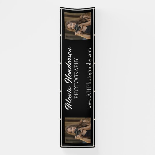 Banderoles Script noir et blanc Stand moderne tente (Verticale)