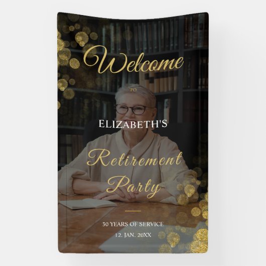 Banderoles Script photo fête de retraite Or (Verticale)