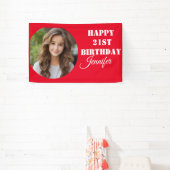 Banderoles Script photo personnalisé Red Happy 21st Birthday (Insitu)