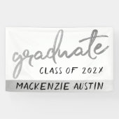 Banderoles Script Silver Gradué | Faux Metallic tendance (Horizontal)