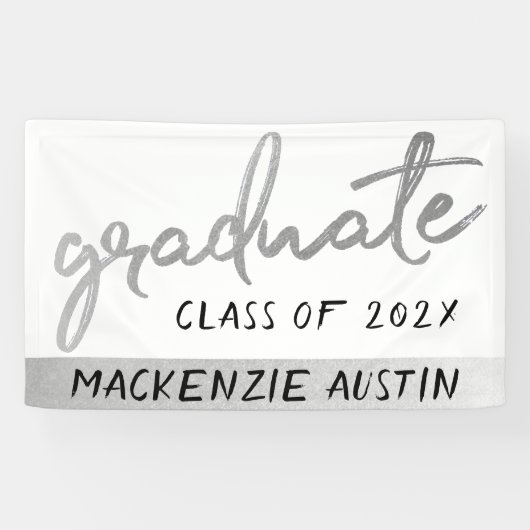 Banderoles Script Silver Gradué | Faux Metallic tendance (Horizontal)
