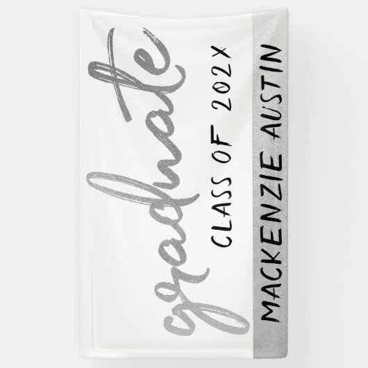 Banderoles Script Silver Gradué | Faux Metallic tendance (Vertical)