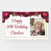 Banderoles Scripts photo Roses floraux Anniversaire Personnal (Horizontal)