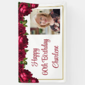 Banderoles Scripts photo Roses floraux Anniversaire Personnal (Vertical)