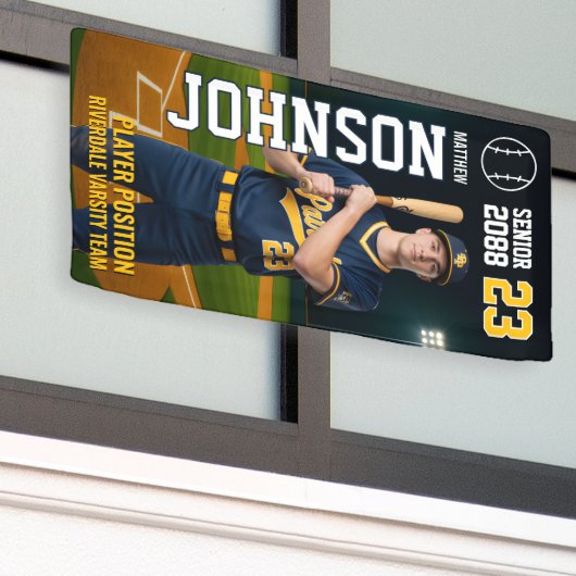 Banderoles Senior Baseball Team Player Custom Portrait Photo (Bâtiment extérieur)