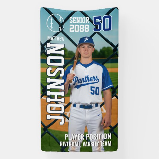 Banderoles Senior Baseball Team Player Customize Sports Photo (Verticale)