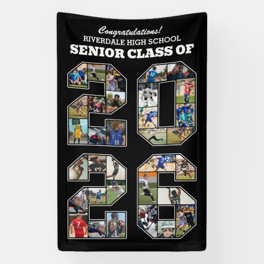 Banderoles Senior Class of 2026 Congratulations Photo Collage (Verticale)