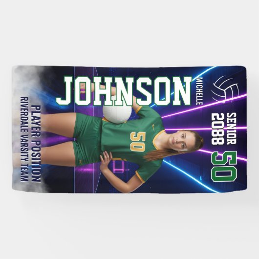 Banderoles Senior Volleyball Player Customized Portrait Photo (Horizontal)