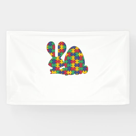 Banderoles Sensibilisation sur l'autisme de Pâques Rabbit Piè (Horizontal)