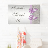 Banderoles Séquins d'argent Lilac Faux Bow Sweet 16 (En situation)
