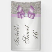 Banderoles Séquins d'argent Lilac Faux Bow Sweet 16 (Vertical)