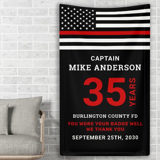 Banderoles Service des années de retraite des pompiers Ligne