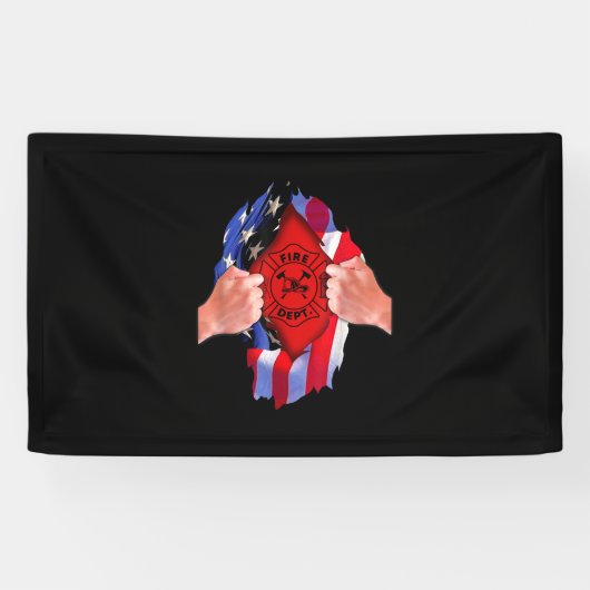 Banderoles Service des incendies Drapeau pompier Mince ligne (Horizontal)