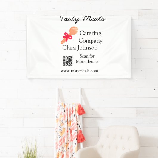 Banderoles Services de restauration ajouter nom QR code site  (En situation)