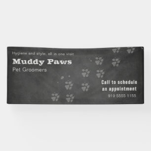 Banderoles Services de toilettage pour chiens sur tableau noi