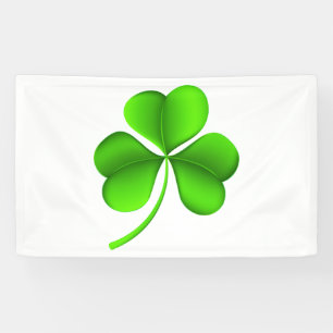 Banderoles Shamrock vert sur blanc (h) bnrcn