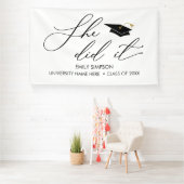 Banderoles She did it GRAD banner backdrop graduation (Insitu)