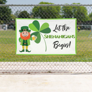 Banderoles Shenanigans Leprechaun Shamrock Saint Patrick